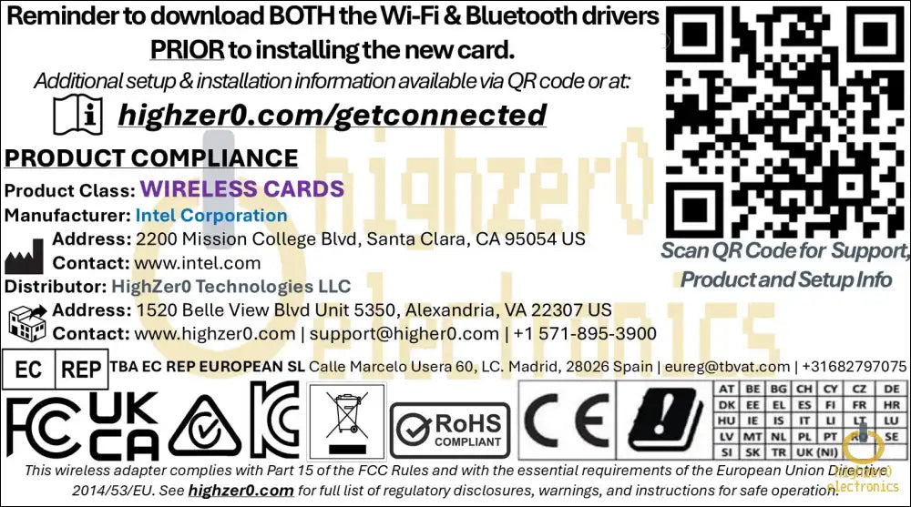HIGHZER0 ELECTRONICS LEGACY WIFI 4 & 5 CARD MINI PCIE SLOT, NETWORK, INTEL SMART CONNECT MINI-PCIE WI-FI FOR CENTRINO 7260 | HALF | 300