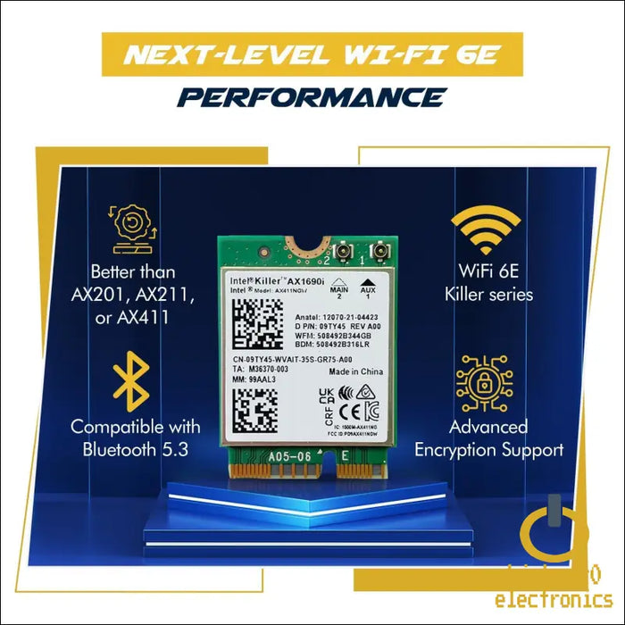 For Intel Ax1690i Killer Series Wifi 6e Gaming Adapter Upgrade | Cnvio2 M.2 Card | High-speed 3.0 Gbps For Pc | Bluetooth 5.3 Enabled