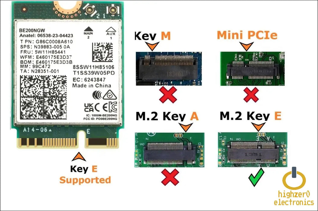 Wifi 7 Adapter for Intel Be200 | M.2 Pcie Format | Tri-band 2.4/5/6 Ghz | Up to 5.8 Gbps | Card Pcs | Bluetooth 5.4 Compatible | for Pc