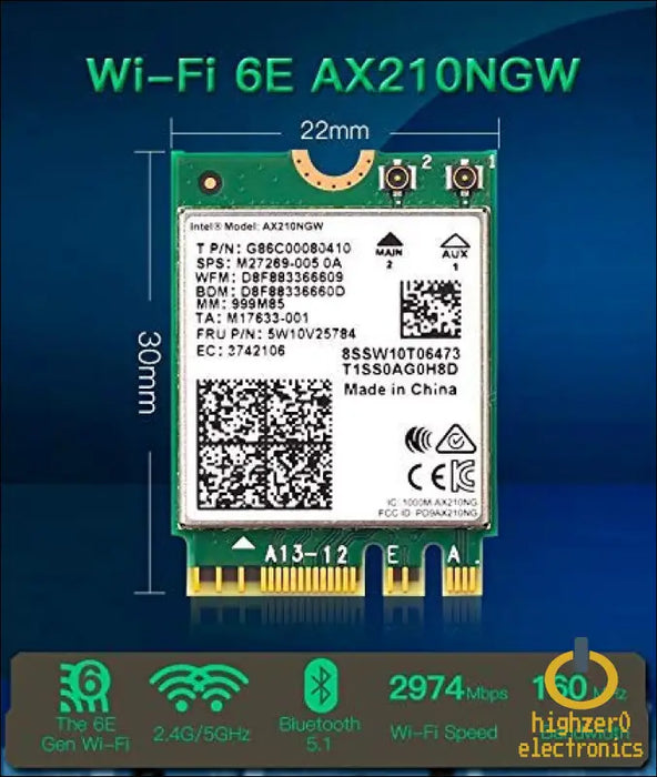 Wi-fi 6e Ax210 (gig + ) 802.11ax with Bluetooth 5.2 (ax210ngw)